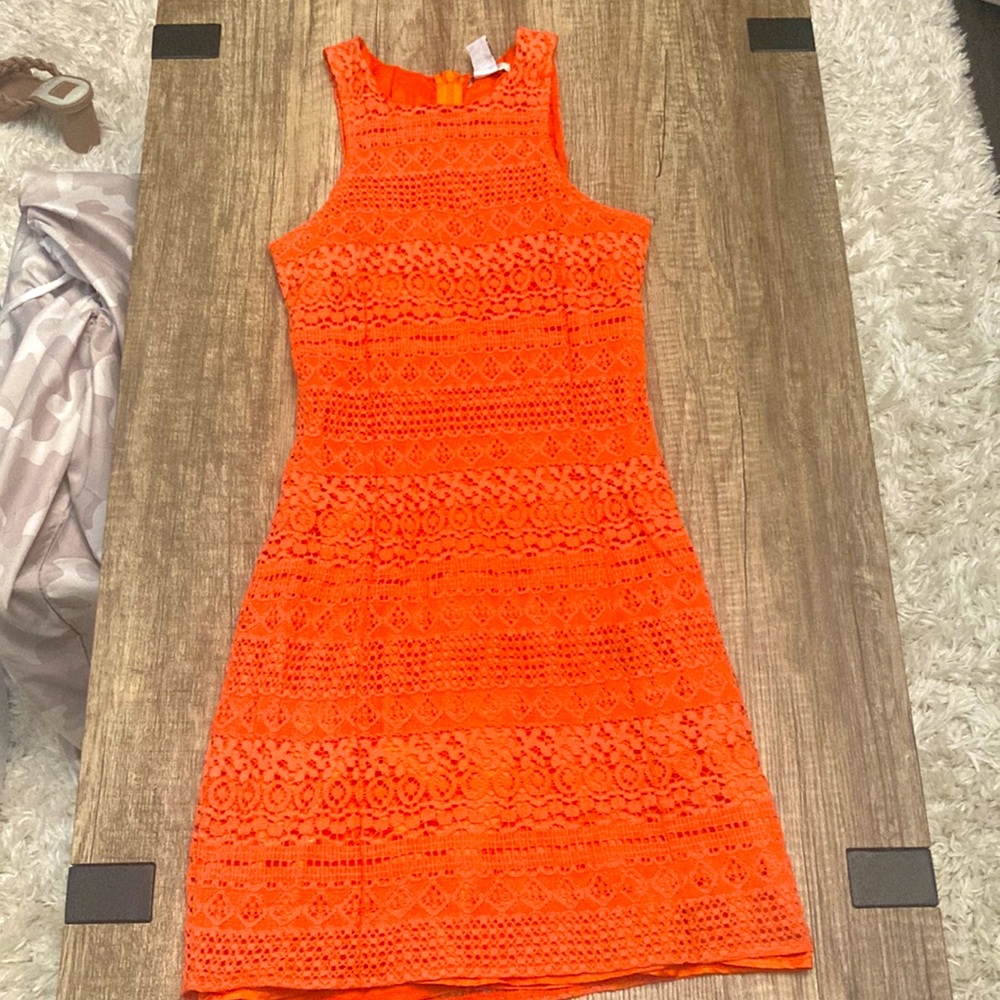 Orange lace mini dress xs